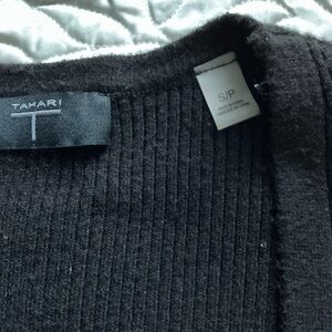Tahari Black Ribbed Knit Top